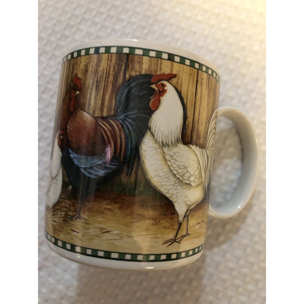 David Carter Brown - Chickens & Rooster Coffee Cup Mug "On The Farm" Oneida